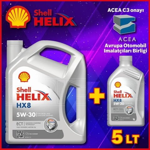 Shell Helix HX8 ECT C3 5W-30 Dpf Partiküllü Tam Sentetik Motor Yağı 4 L + 1 L