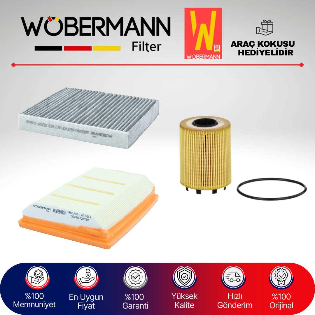 Wöbermann Fiat Egea 1.3 1.6 E6 Dizel Filtre Bakım Seti 2016-2024 3KP