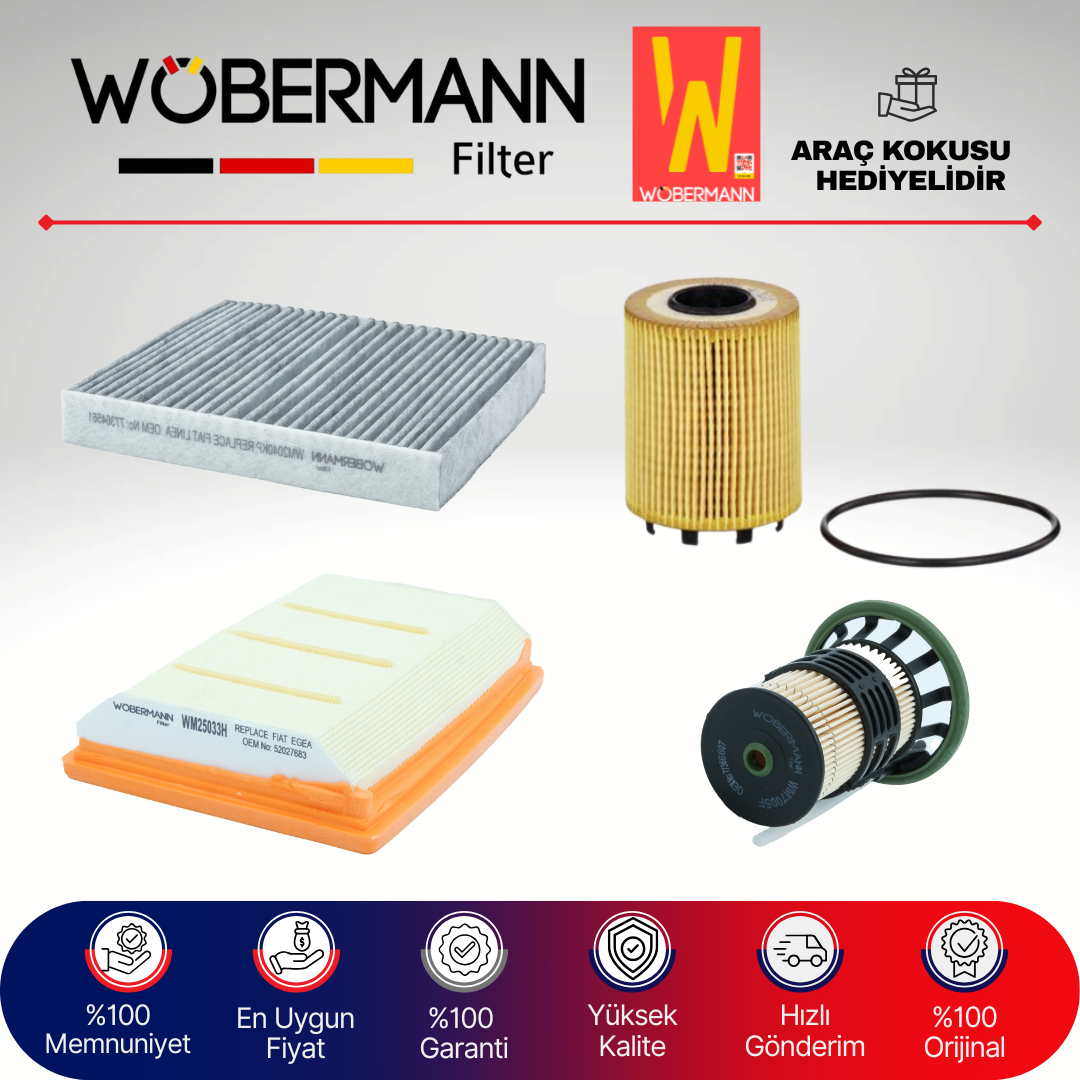 Wöbermann Fiat Egea 1.3 1.6 E6 Dizel Filtre Bakım Seti 2016-2024 4KP