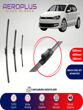 Aeroplus VW Polo 2009-2017 Ön Arka Muz Silecek Takımı