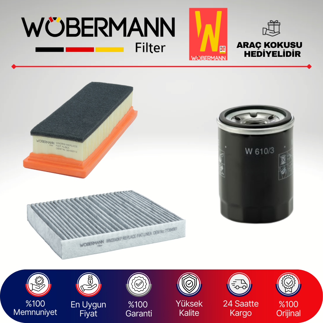 Wöbermann Fiat Linea 1.4 Benzin Filtre Bakım Seti 2007-2012 3KP
