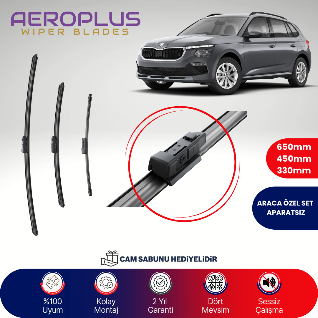 Aeroplus Skoda Kamiq 2019-2024 Ön Arka Muz Silecek Takımı