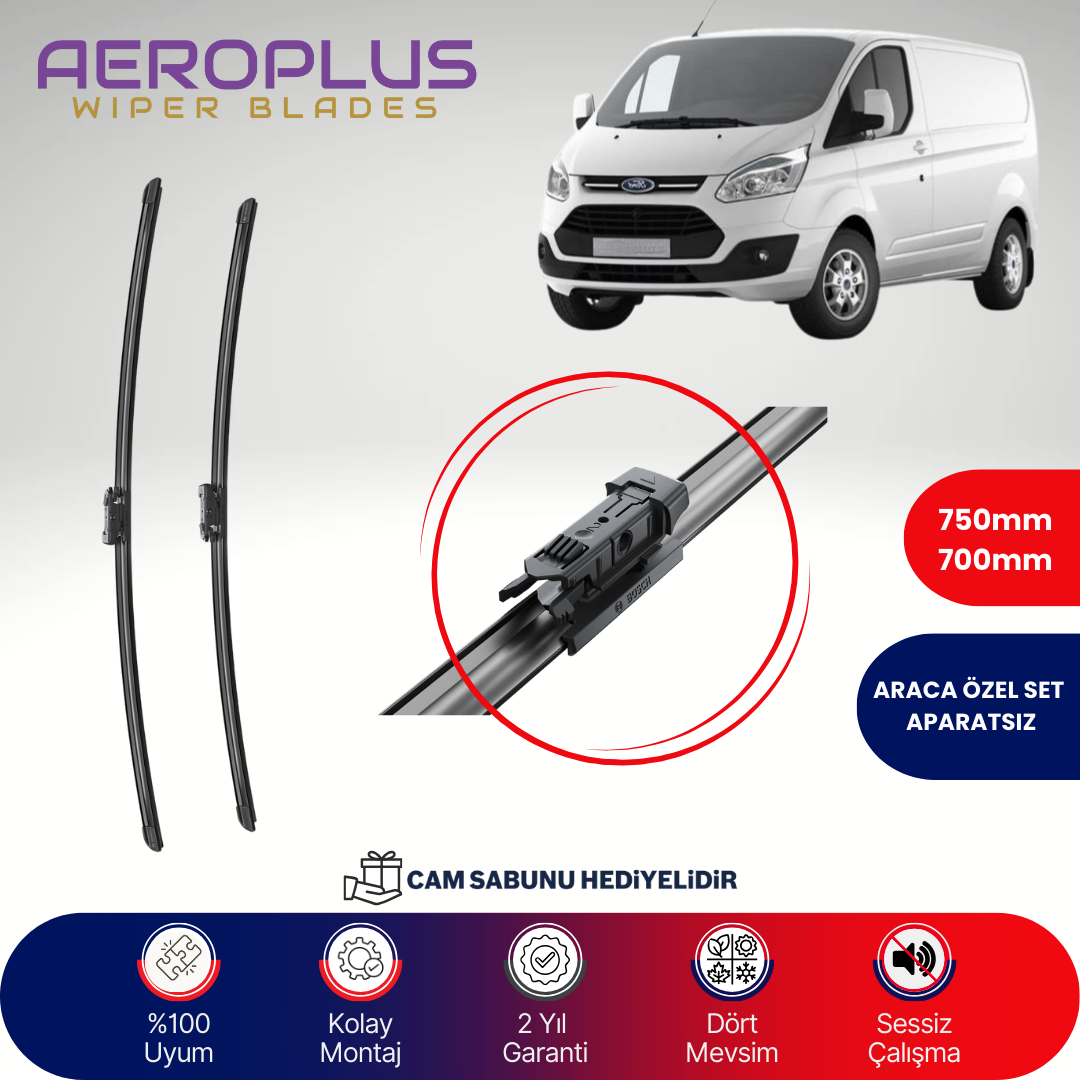 Aeroplus Ford Transit Custom 2012-2022 Muz Silecek Takımı