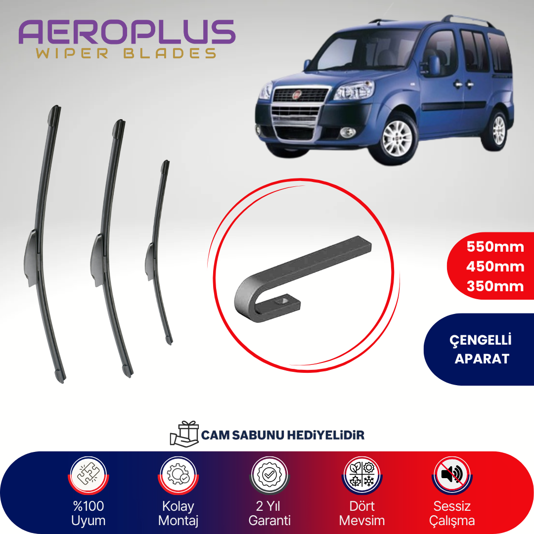 Aeroplus Fiat Doblo 223 2000-2016 Ön Arka Muz Silecek Takımı