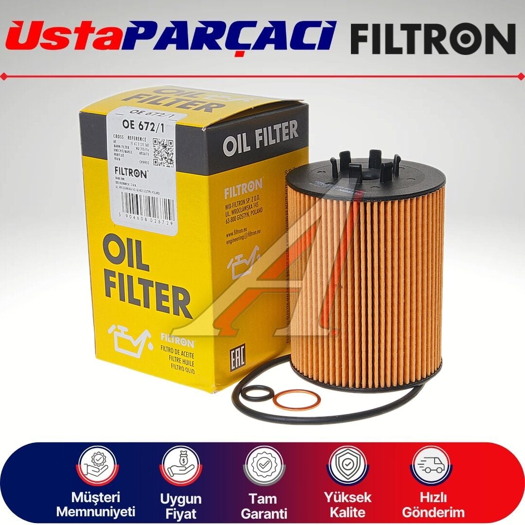 Filtron BMW 6 Serisi E63 6.45Ci Benzinli Yağ Filtresi 2004-2006 OE672/1 11427506677