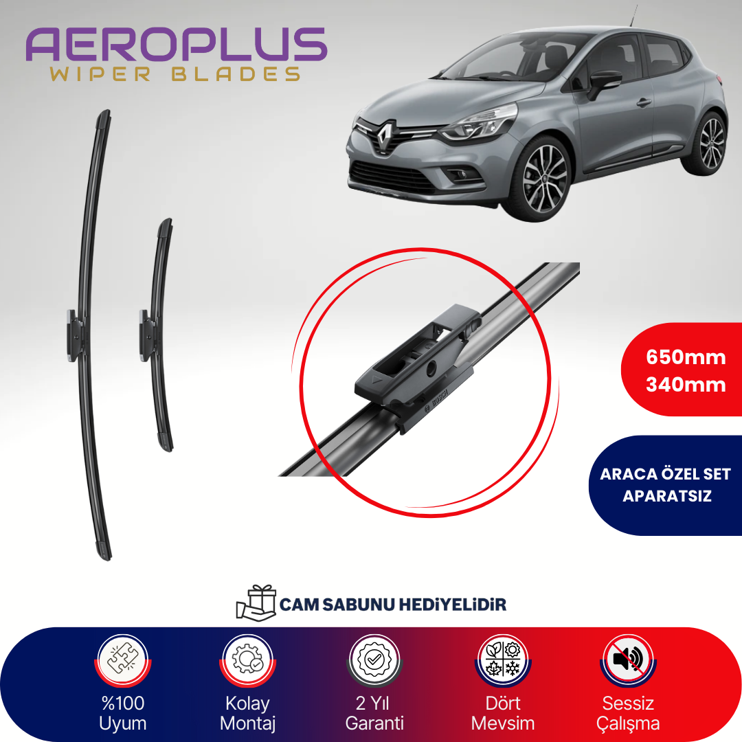 Aeroplus Renault Clio 4 2012-2019 Muz Silecek Takımı