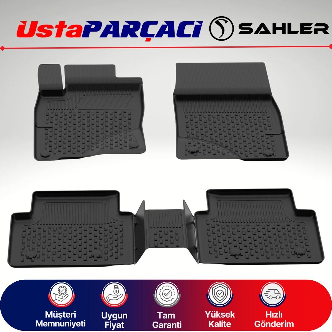 Sahler Honda Civic 2021+ Uyumlu Araca Özel 4.5D Havuzlu Oto Paspas (5 Parça) Siyah