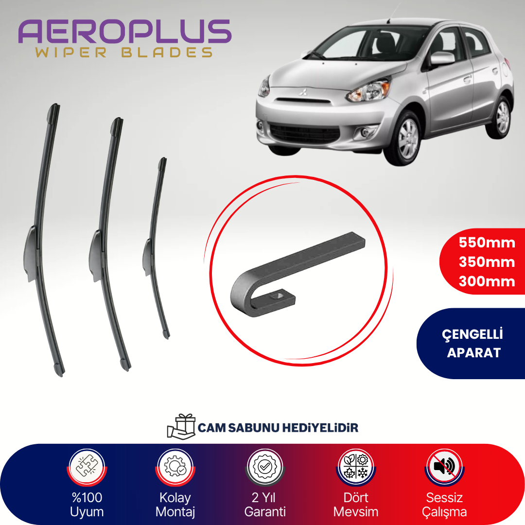 Aeroplus Mitsubishi Space Star 2012-2020 Ön Arka Muz Silecek Takımı