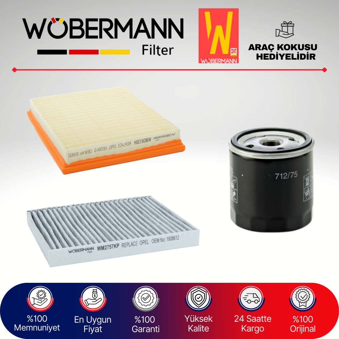 Wöbermann Opel Zafira B 1.6 Benzin Filtre Bakım Seti 2006-2010 3KP