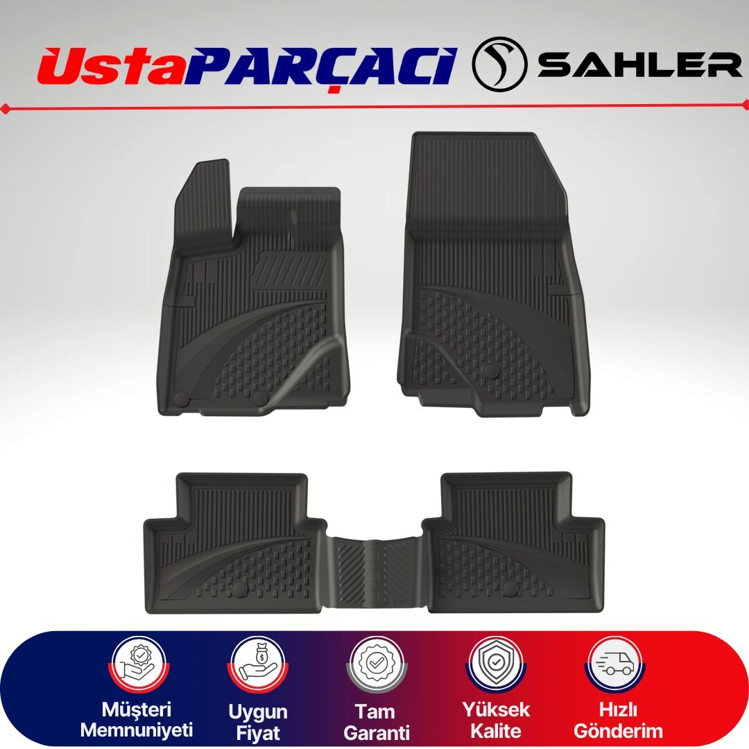 Sahler Peugeot 3008 Hybrid 2024+ Uyumlu Araca Özel 4.5D Havuzlu Oto Paspas (5 Parça) Siyah