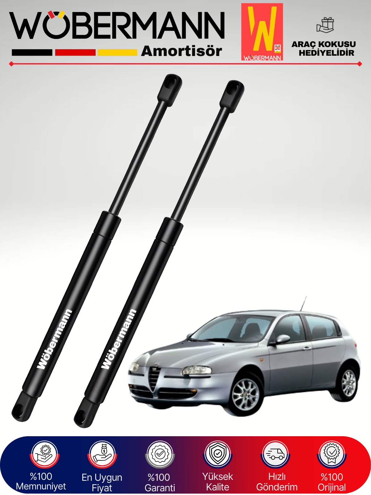 Wöbermann Alfa Romeo 147 Kromlu Bagaj Amortisörü Takım Sağ-Sol 2001-2010