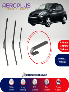 Aeroplus Toyota Auris 2006-2012 Ön Arka Muz Silecek Takımı