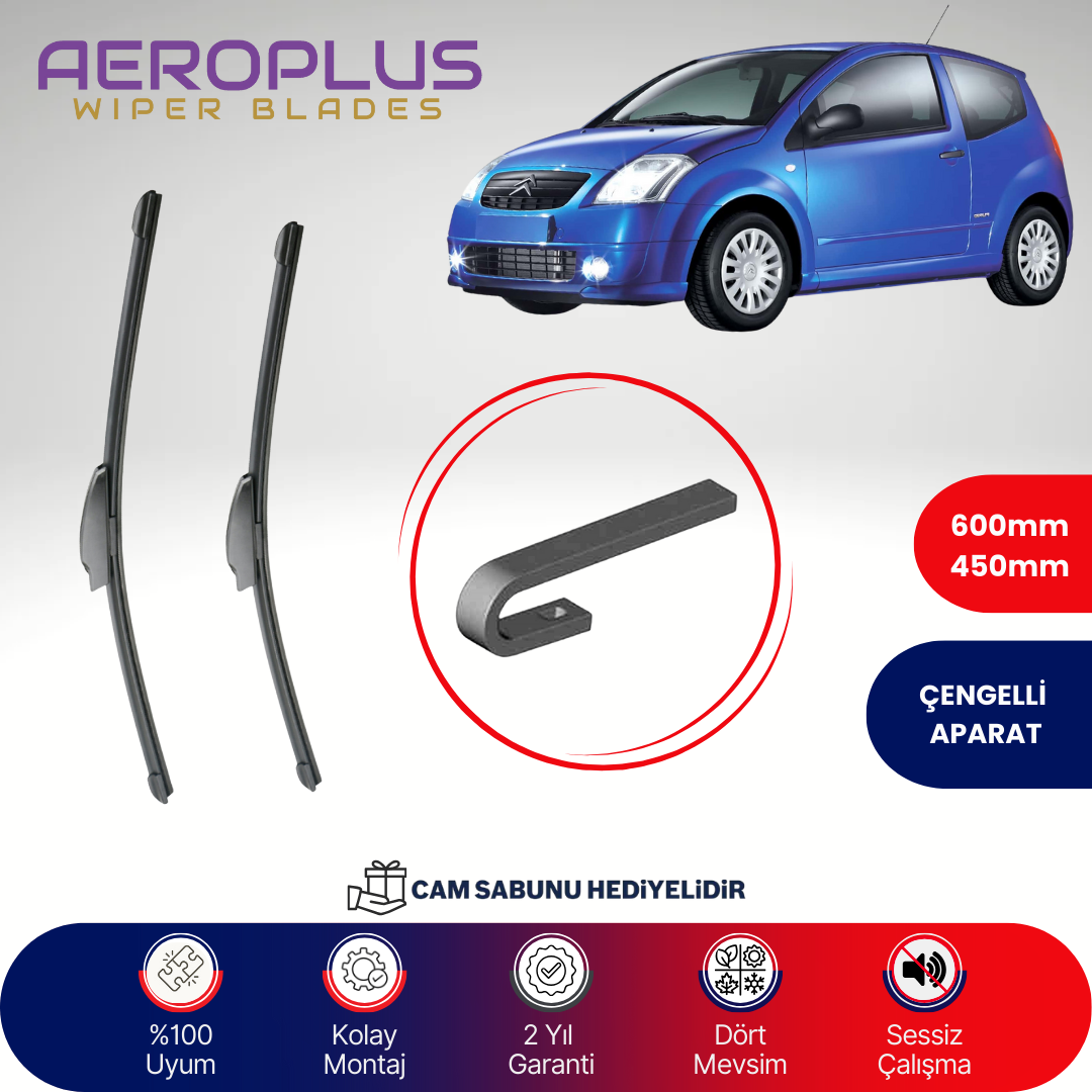 Aeroplus Citroen C2 2003-2009 Muz Silecek Takımı