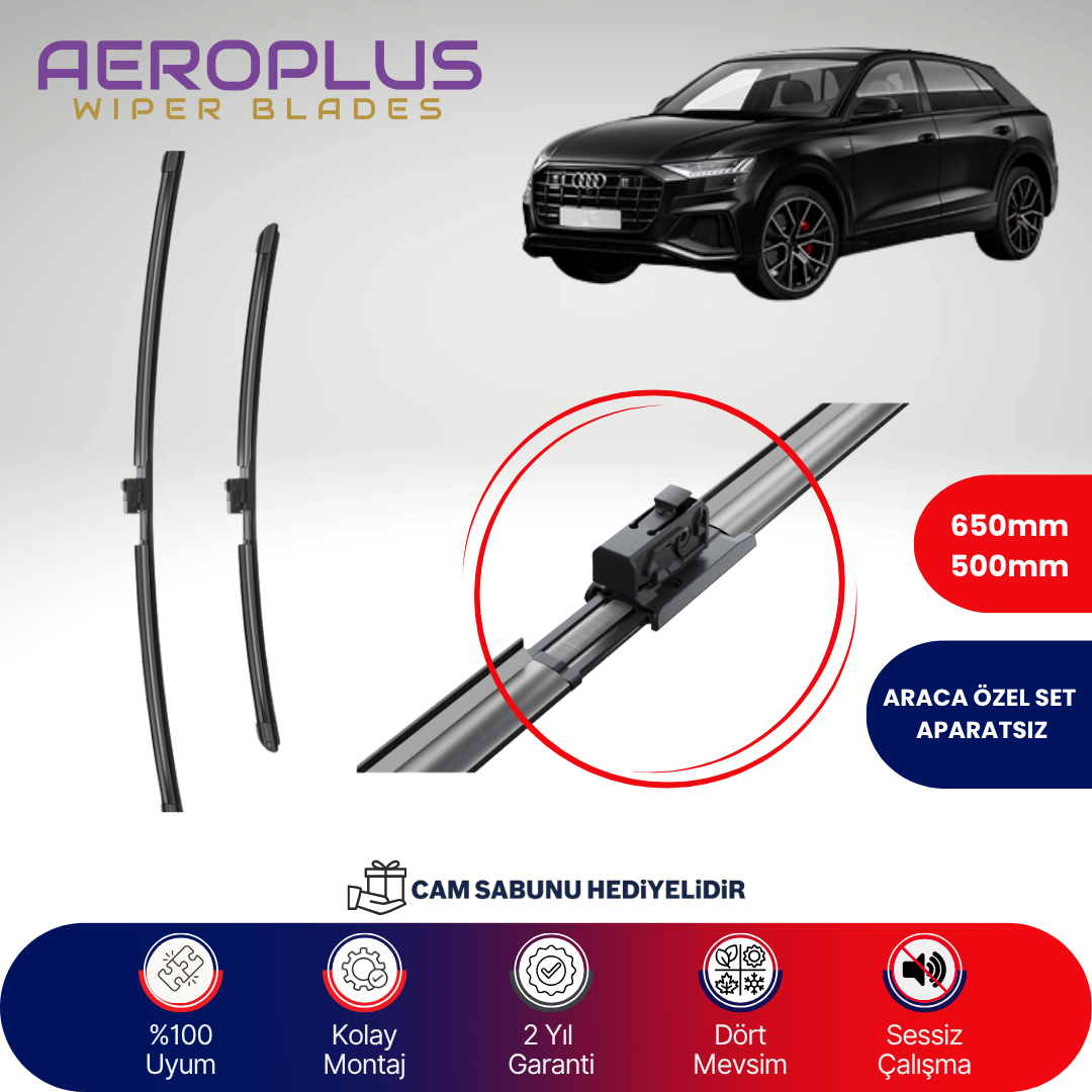 Aeroplus Audi Q8 2018-2024 Muz Silecek Takımı