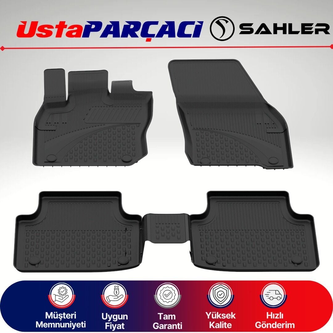 Sahler VW Tiguan 2024+ Uyumlu Araca Özel 4.5D Havuzlu Oto Paspas (5 Parça) Siyah