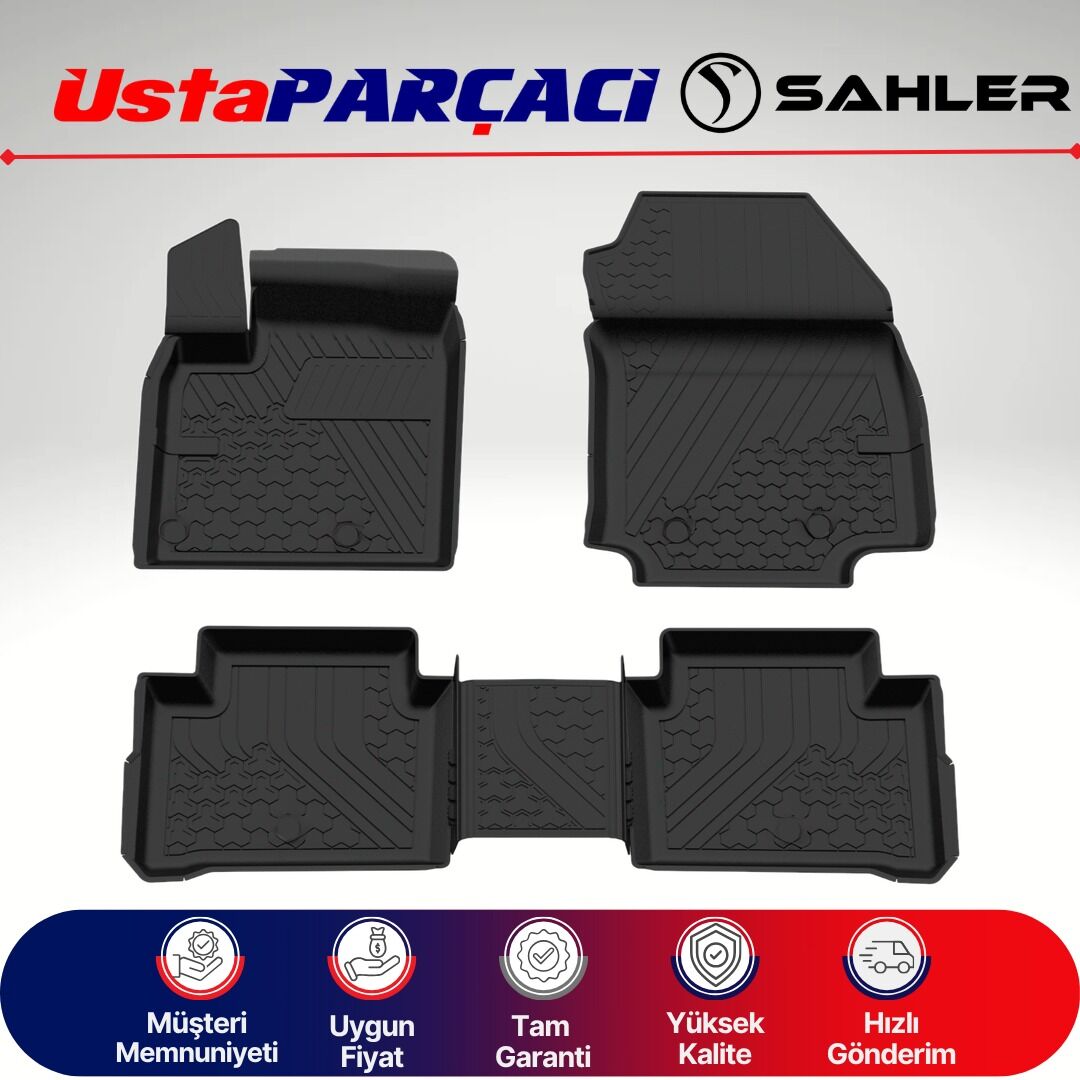 Sahler Nissan Qashqai 2022+ Uyumlu Araca Özel 4.5D Havuzlu Oto Paspas (5 Parça) Siyah