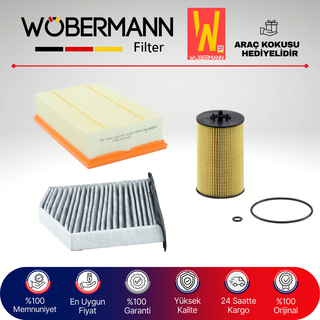 Wöbermann Skoda SuperB 1.6 2.0 Tdi KARBONLU Filtre Bakım Seti 2015-2019 4KP DCX-DCZ-CRL-DBG-DFG-CUP-DDA-DFC-DFE