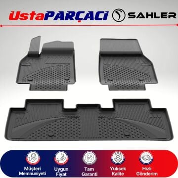 Sahler Tesla Model Y Juniper 2025+ Uyumlu Araca Özel 4.5D Havuzlu Oto Paspas (5 Parça) Siyah