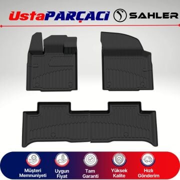 Sahler Togg T10X 2023+ Uyumlu Araca Özel 4.5D Havuzlu Oto Paspas (5 Parça) Siyah