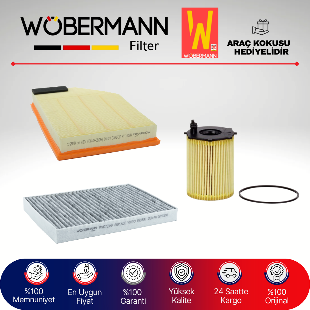 Wöbermann Volvo S80 1.6 D Dizel Filtre Bakım Seti 2010-2011 3KP