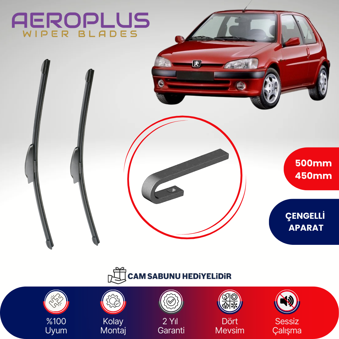 Aeroplus Peugeot 106 1991-2005 Muz Silecek Takımı