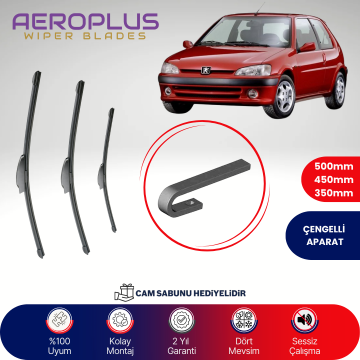 Aeroplus Peugeot 106 1991-2005 Ön Arka Muz Silecek Takımı