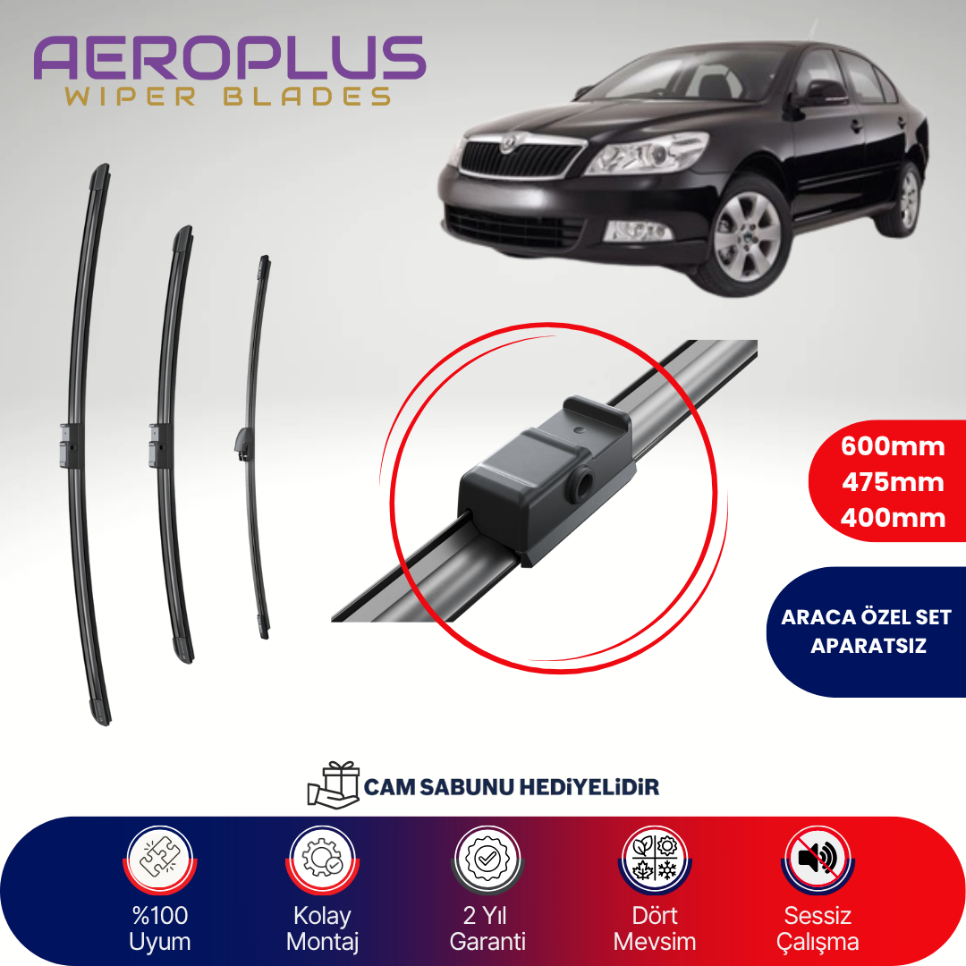 Aeroplus Skoda Octavia 2 2004-2013 Ön Arka Muz Silecek Takımı
