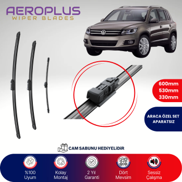 Aeroplus VW Tiguan 2007-2017 Ön Arka Muz Silecek Takımı