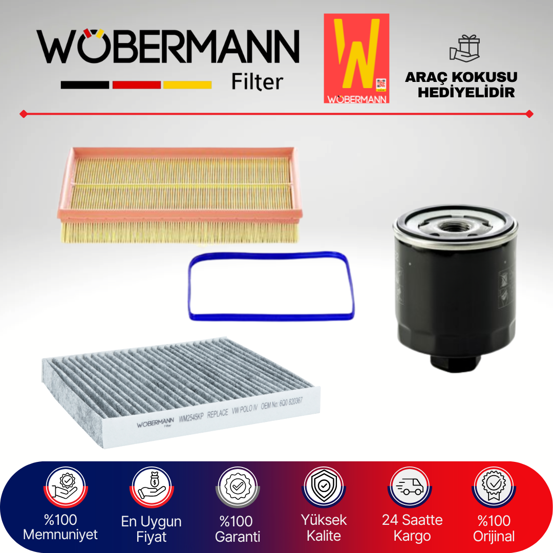 Wöbermann VW Polo 1.4 Benzin Filtre Bakım Seti 2001-2008 3KP AUB-BBZ-BBY-BKY-AUA