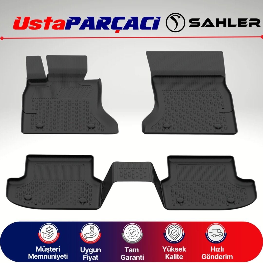 Sahler BMW 5 Serisi F10 2013-2016 Uyumlu Araca Özel 4.5D Havuzlu Oto Paspas (5 Parça) Siyah