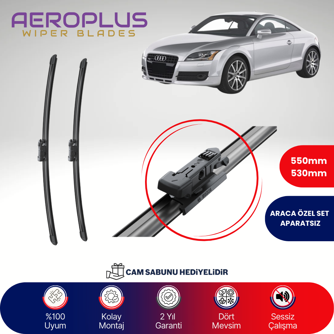 Aeroplus Audi TT 2006-2015 Muz Silecek Takımı