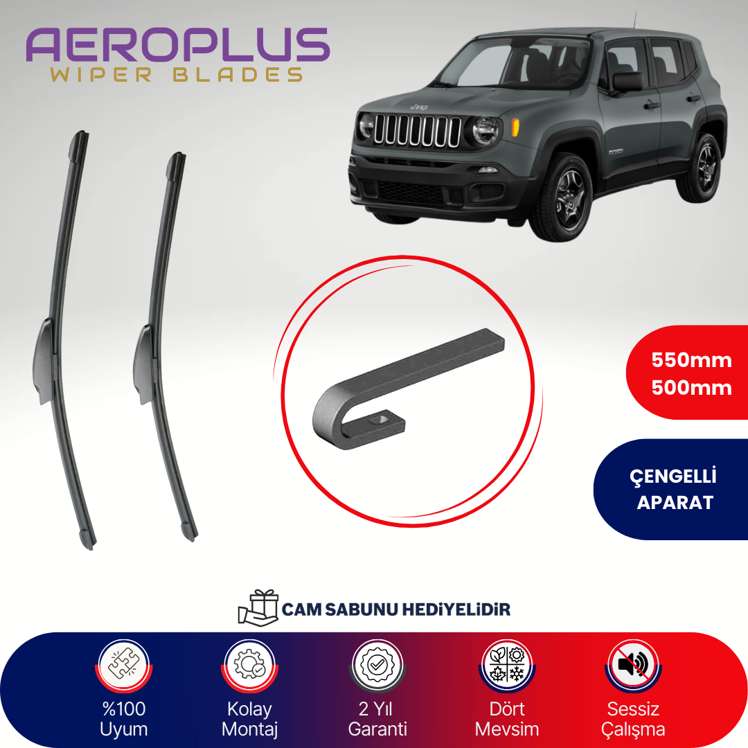 Aeroplus Jeep Renegade 2014-2025 Muz Silecek Takımı