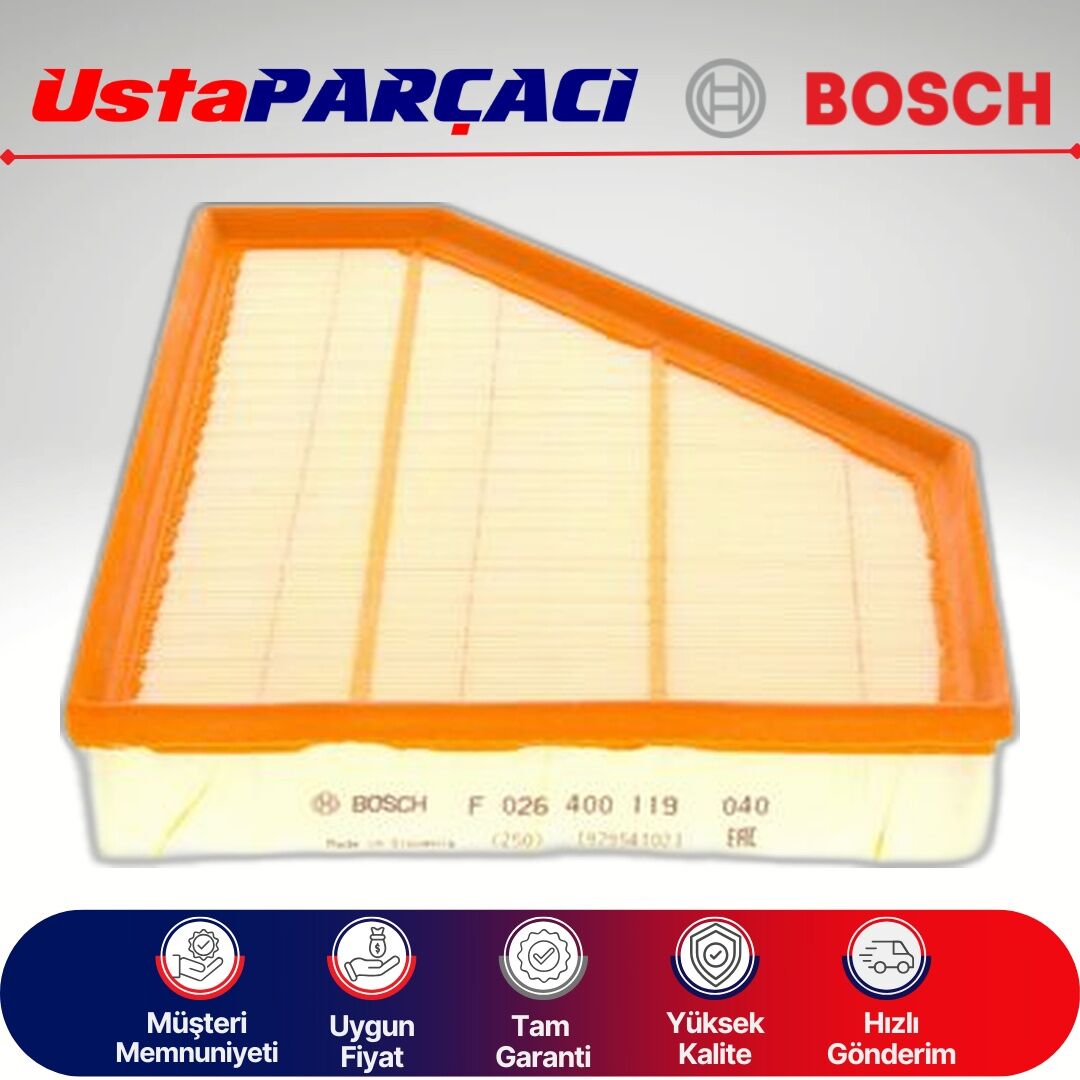 Bosch BMW 3 Serisi E90 3 18d 143HP Dizel Hava Filtresi 2008-2010 F026400119 S0119 13717797465