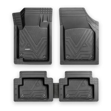 Promats ICON 5D Havuzlu Universal Oto Paspas Seti – Siyah | Ayak Dayamalı, 5 Parça, 1. Sınıf PVC
