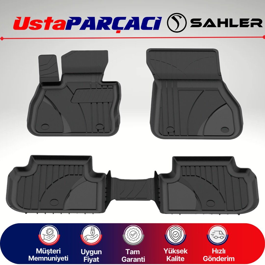 Sahler BMW 1 Serisi F40 2019-2024 Uyumlu Araca Özel 4.5D Havuzlu Oto Paspas (5 Parça) Siyah