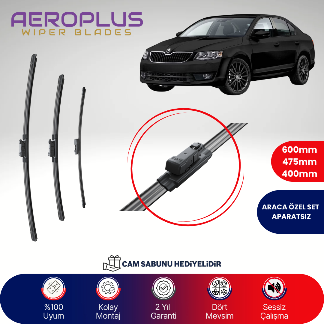 Aeroplus Skoda Octavia 3 2012-2019 Ön Arka Muz Silecek Takımı