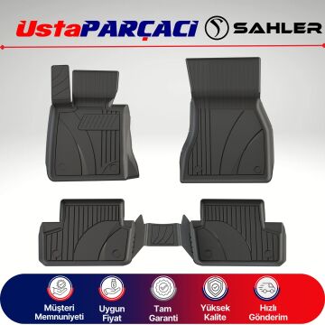 Sahler BMW 5 Serisi G60 2023-2025 Uyumlu Araca Özel 4.5D Havuzlu Oto Paspas (5 Parça) Siyah