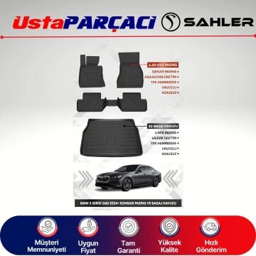 Sahler BMW G60 5 Serisi 2024+ Uyumlu Araca Özel 4.5D Havuzlu Oto Paspas + 3D Bagaj Havuzu (6 Parça)