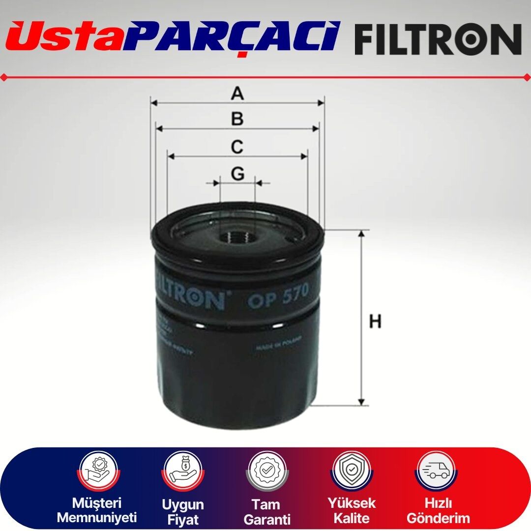 Filtron Chevrolet Kalos 1.4 Benzinli Yağ Filtresi 2004-2008 OP570/1 93745067