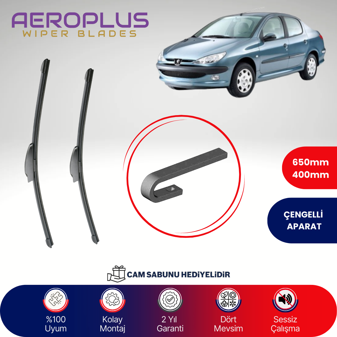 Aeroplus Peugeot 206 1998-2009 Muz Silecek Takımı