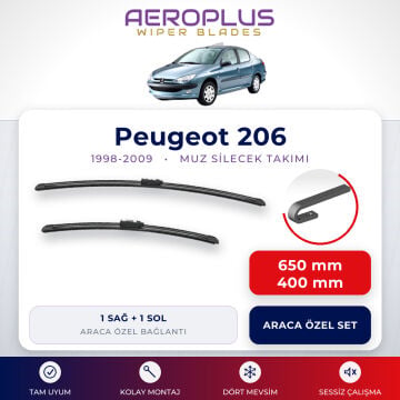 Aeroplus Peugeot 206 1998-2009 Muz Silecek Takımı