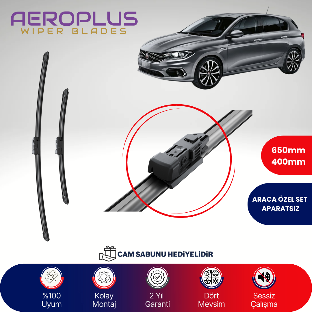 Aeroplus Fiat Egea HB 2015-2025 Muz Silecek Takımı