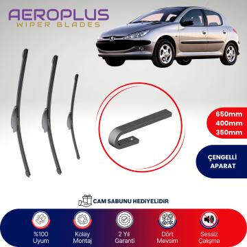 Aeroplus Peugeot 206 1998-2009 Ön Arka Muz Silecek Takımı