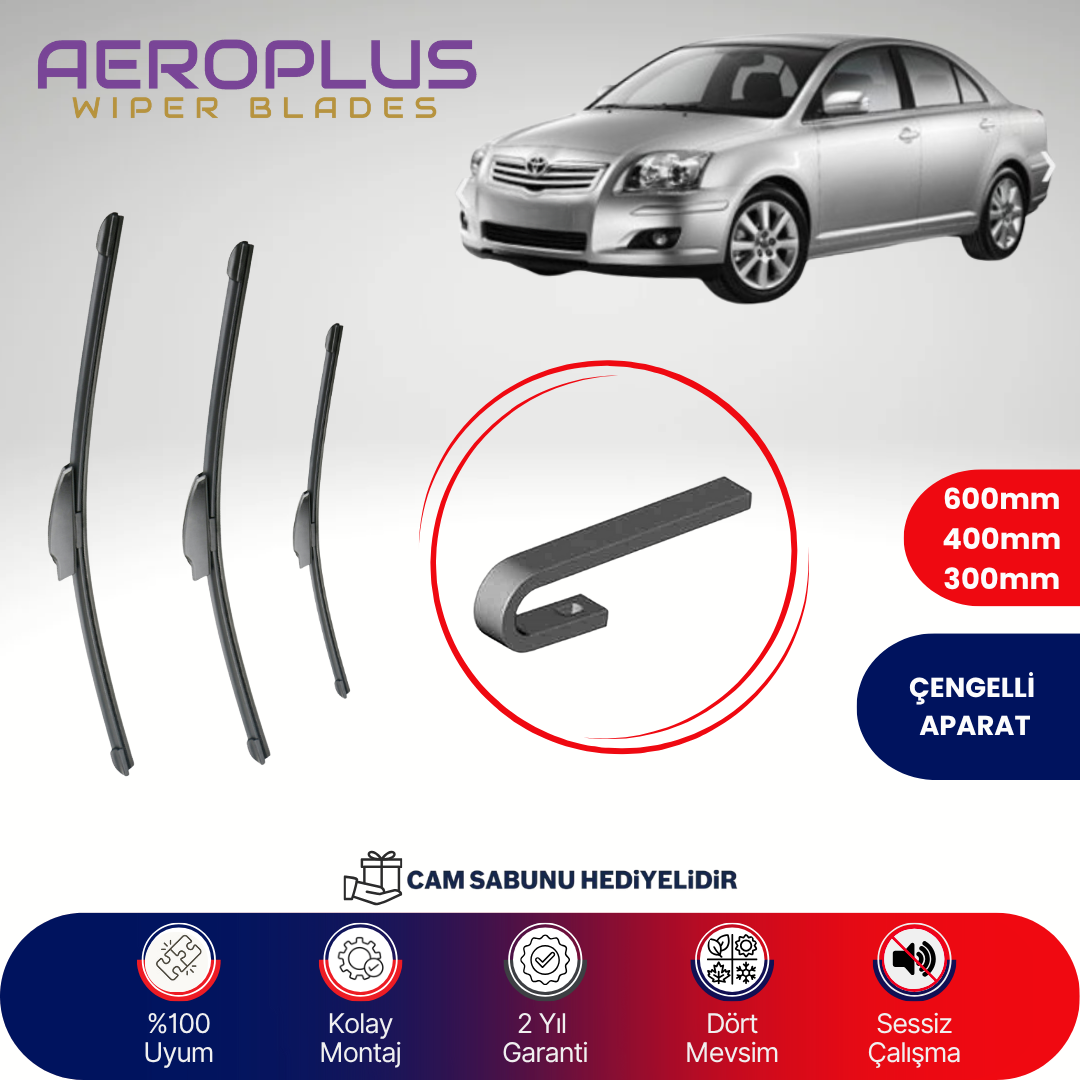 Aeroplus Toyota Avensis 2003-2008 Ön Arka Muz Silecek Takımı