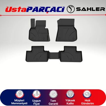 Sahler BMW ix3 G08 2021+ Uyumlu Araca Özel 4.5D Havuzlu Oto Paspas (5 Parça) Siyah