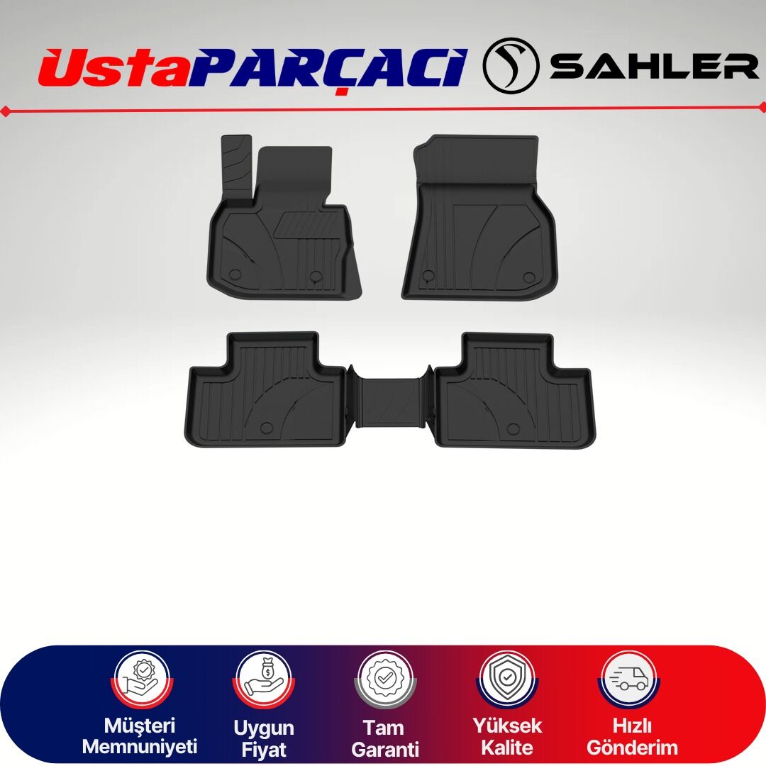Sahler BMW X3 G01 2017+ Uyumlu Araca Özel 4.5D Havuzlu Oto Paspas (5 Parça) Siyah