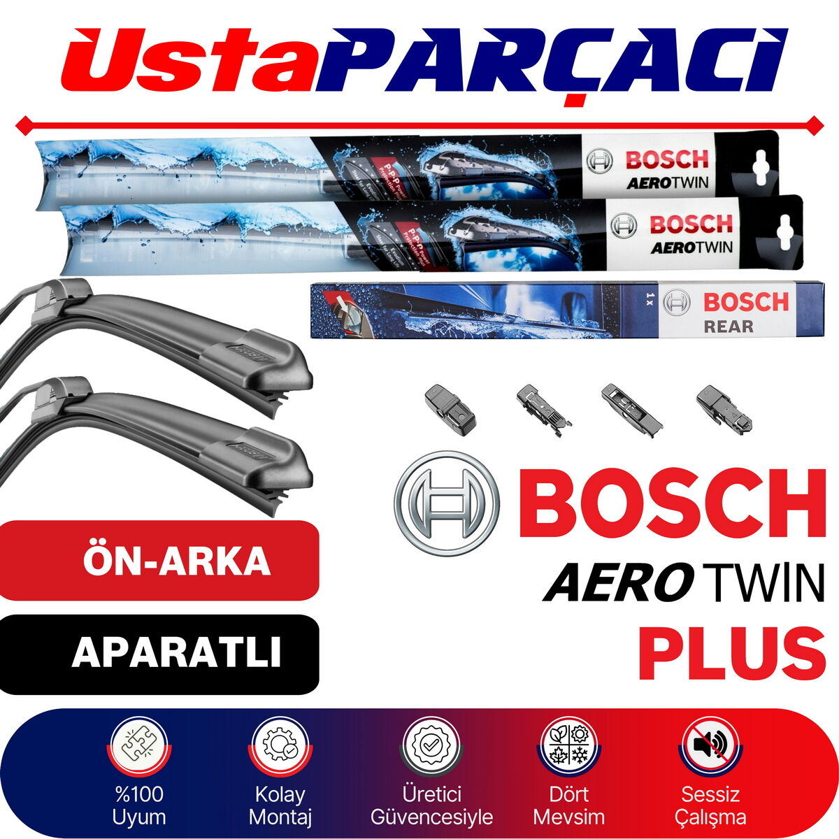 Bosch Kia Ceed 2006-2009 Aerotwin Plus-Rear Ön Arka Silecek Takımı H312