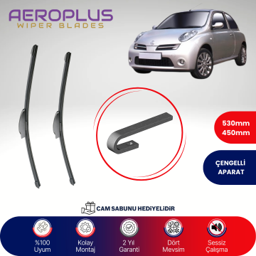 Aeroplus Nissan Micra K12 2003-2005 Muz Silecek Takımı