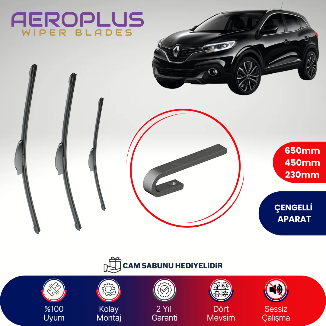 Aeroplus Renault Kadjar 2015-2022 Ön Arka Muz Silecek Takımı