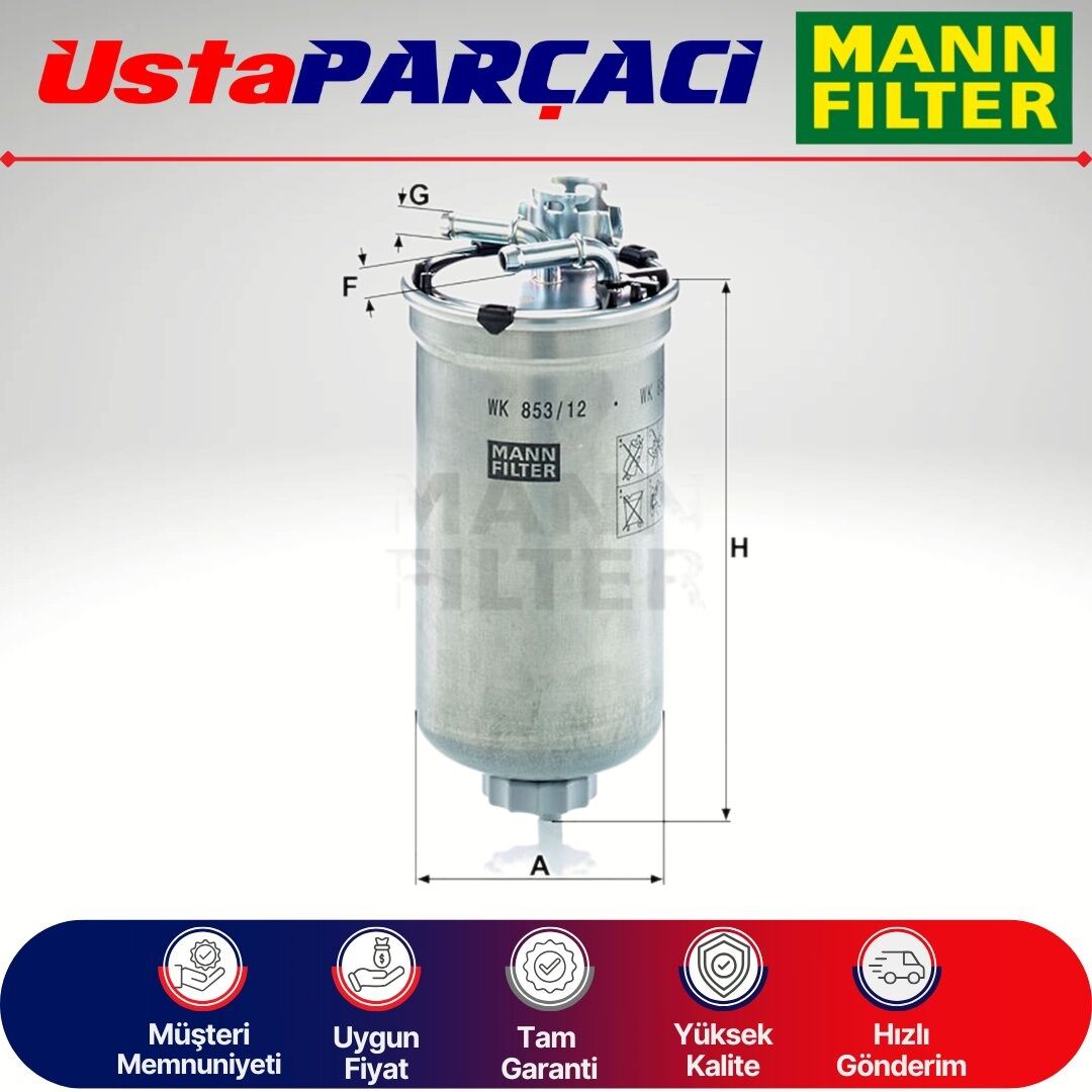 Mann-Filter Skoda Fabia 1.4 Tdi Yakıt Filtresi 2004-2006 WK853/12Z 6Q0127400A